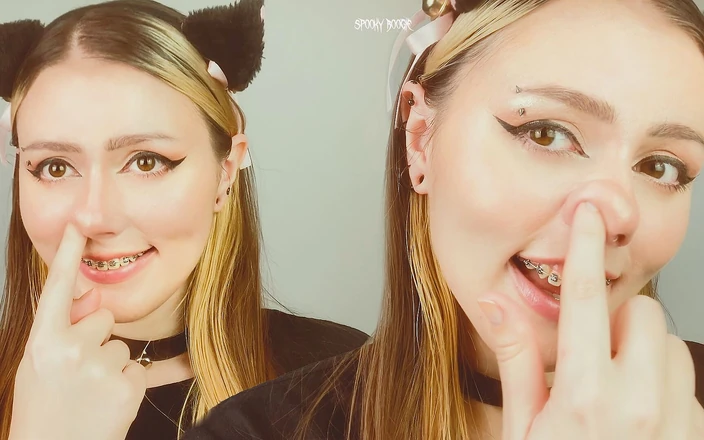 Spooky Boogie: Электронная девушка в брекетах щипает ее симпатичный нос перед тобой