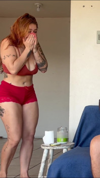 Redhead Neighbor Caught Her Neighbor Masturbating and Ended with Cumshot Inside Her Pussy!