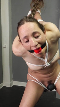 Spreader Bar Holds Slave Mila Open for Relentless Shaking Orgasms in Merciless Strappado Bondage (1080p)