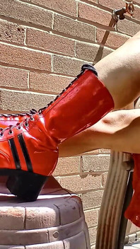 Botas vintage rojas hasta la rodilla - show de botas vol 2