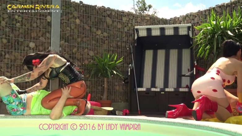 Domina Lady Vampira - SM Studio Femdom Empire: Carmen Rivera &amp; Lady Vampira Are Celebrating a Pool Party with...