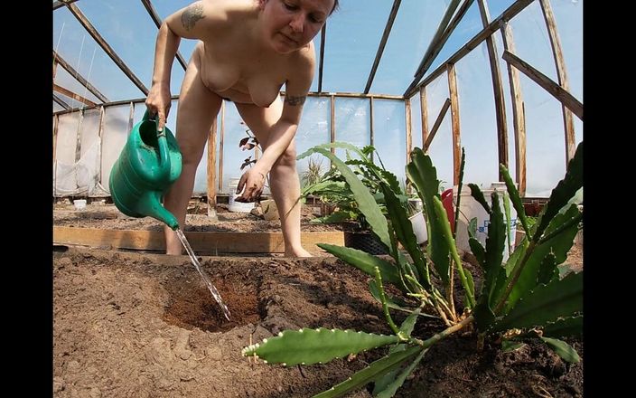 Hera Harding: Naked Greenhouse Worker Planting Cacti