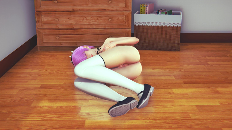 Waifu club 3D: Ram masturbeert in de kamer na het schoonmaken