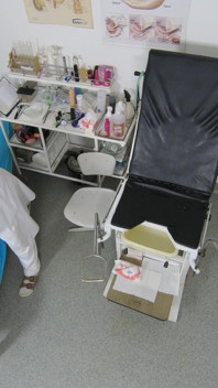 Recording of rectal temperature measurement of naked female