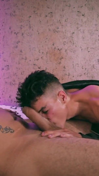 Sexy Twink Andres Zp Passionately Sucking Camilo Brown's Big Uncut Stepdaddy Cock
