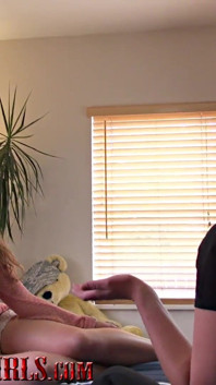 Hot Brunette Teen Fucks Old Man and His Girl in Her First Porn Ever