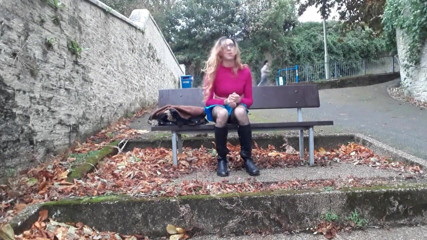 The Midnight Minx: Crossdresser outdoor flashing and wanking