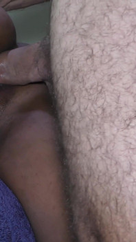 Ebony Tight Pussy Takes Big White Cock and Gets Creampied