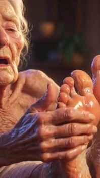 Beautiful Big Wrinkled Feet Oiled up - Oil Dripping From Toes Sensual Massage
