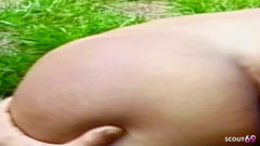 Blonde Tranny Gets Secretly Fucked in the Woods in Her Tight Asshole thumbnail
