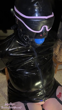 Latex Dress and Balaclava with Ballgag and Vibrator