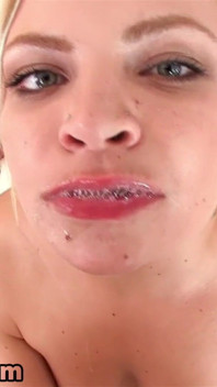 Sexy slim teen Alex Little POV blowjob deepthroat blowjob and cum swallow