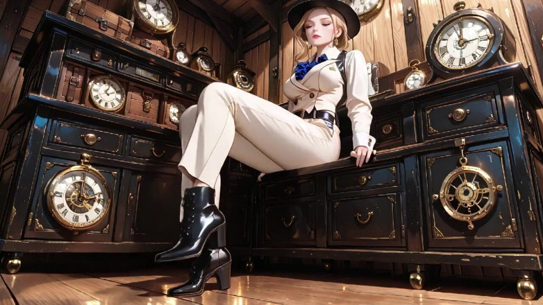 Tay Swift X: Leaning Against the Vintage Train Door, She Runs Her Hand...