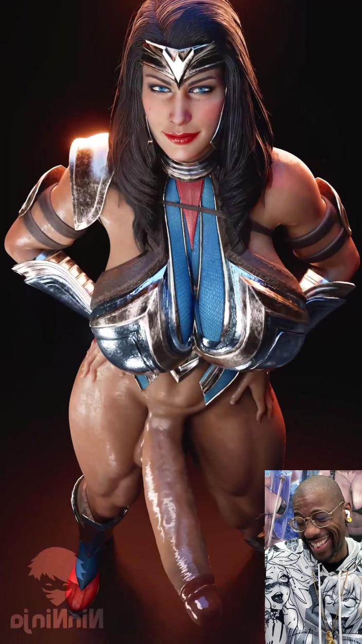 L6RD7BLU3 FUTA: Transgender wonder woman vinkar sin välsmakande fuktiga kuk framför ditt...