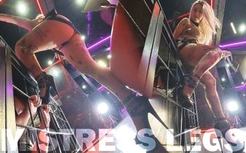 Obedient Slave in a Cage Sucks and Licks Mistress High Heels