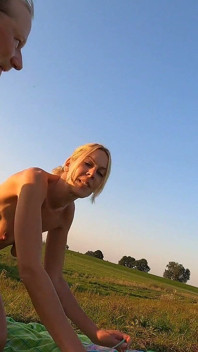 Filthy Bikini Blonde Slut Caught and Fucked Raw by the River
