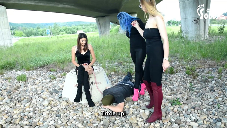 Czech Soles - foot fetish content: Walking a foot slave out with her 2 friends