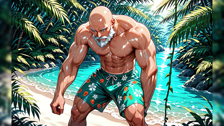 Erotic Man: Yakışıklı kel yaşlı adam gömleksiz