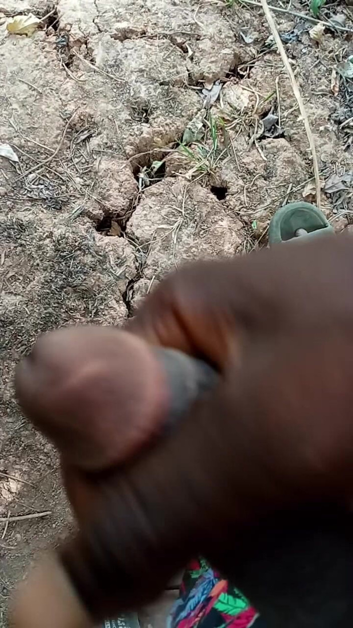 Kpekus arena: Африканський хлопець мастурбує всередині куща