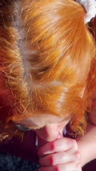 Young Redhead Left Her Father-in-law with a Hard Cock and Fell with Her Mouth on Her Cock