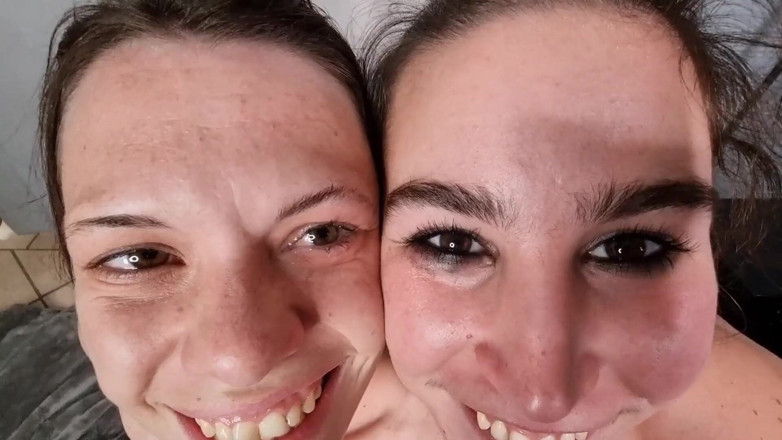 domslutfucker: FFM Threesome Handjob Cum V Oku, Lízání Semene Z Oka