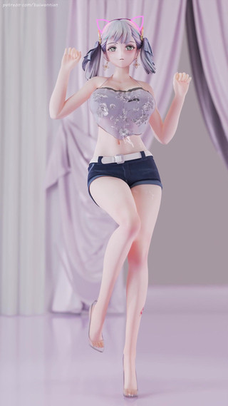 MikuMotion: [mmd] 鸣潮 今汐aoa - Heart齐b超短裤肚兜脱衣舞