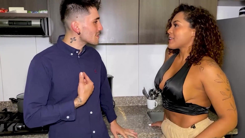 Carla Morelli: Colombian Ebony MILF Fucks Her Chef While Her Husband Is...