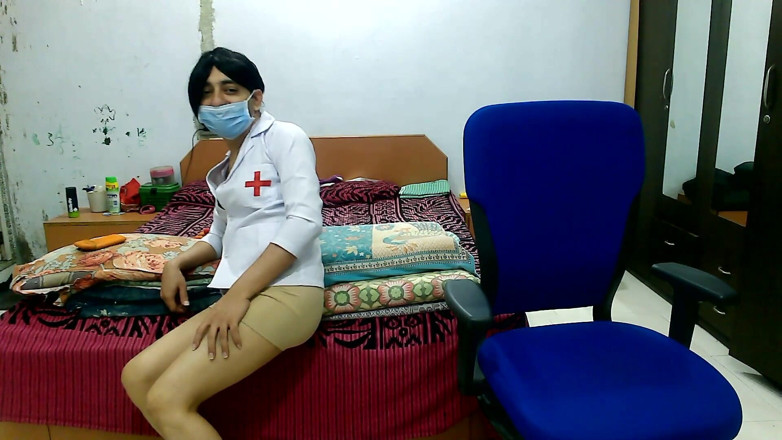 Cute & Nude Crossdresser: Hot nurse cosplay in my bathroom.