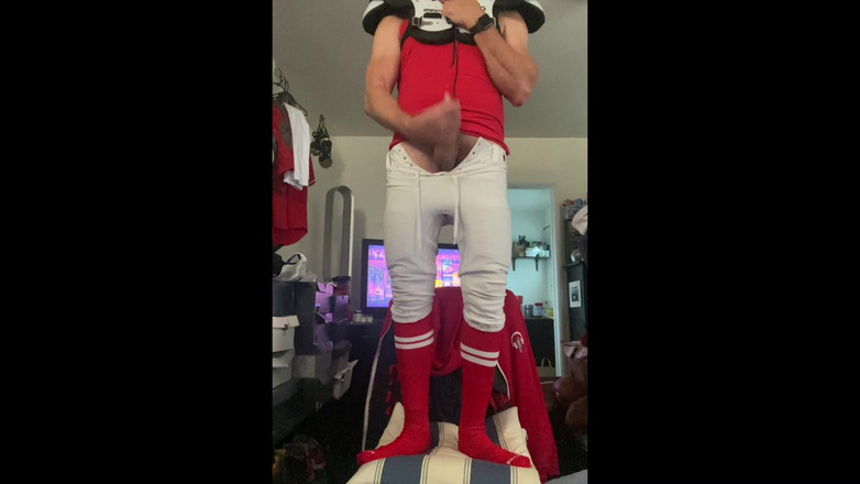 JockDad87: Piłkarska stadnina Jockdad87 Strzela duży ładunek spermy w swoim sprzęcie