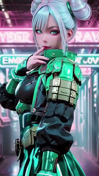 The Green Armored Girl! Silver-haired Valkyrie Kneeling and Glancing Back, Fingertips Tracing Her Cold Metallic Suit.