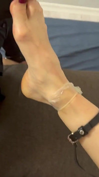 Mistress Straps Her Slave's Hands to His Legs and Punishes Him