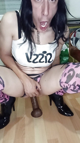 Penelopene27: Crossdresser Riding Dildo Xxl