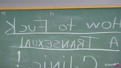 Teacher Fucks Skinny Ladyboy in Classroom in Extremely Tight Asshole