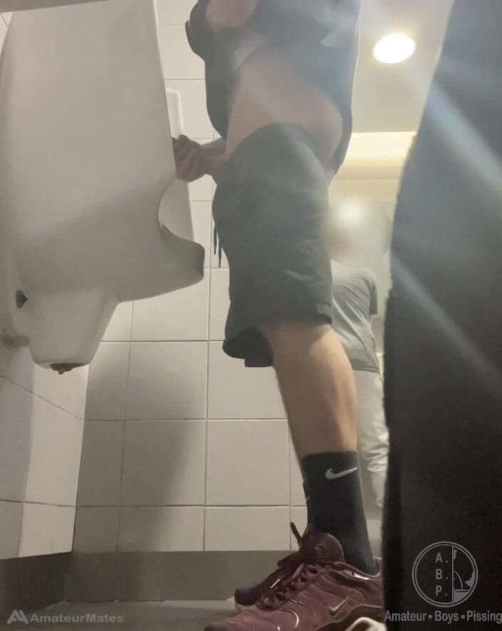 AmateurBoysPissing: 2 Boys in Sneakers Having Fun at Public Toilets' Urinal