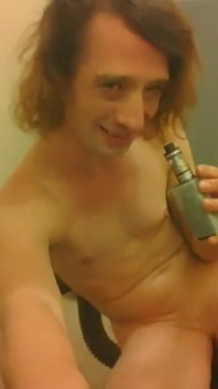 Transgirl Naked in Only Socks Vaping and Coughing