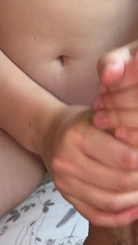 She Really Enjoys Jerking off My Big and Hairy Dick