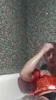 Dobré ráno mokrý pohled relaxujte v koupelně