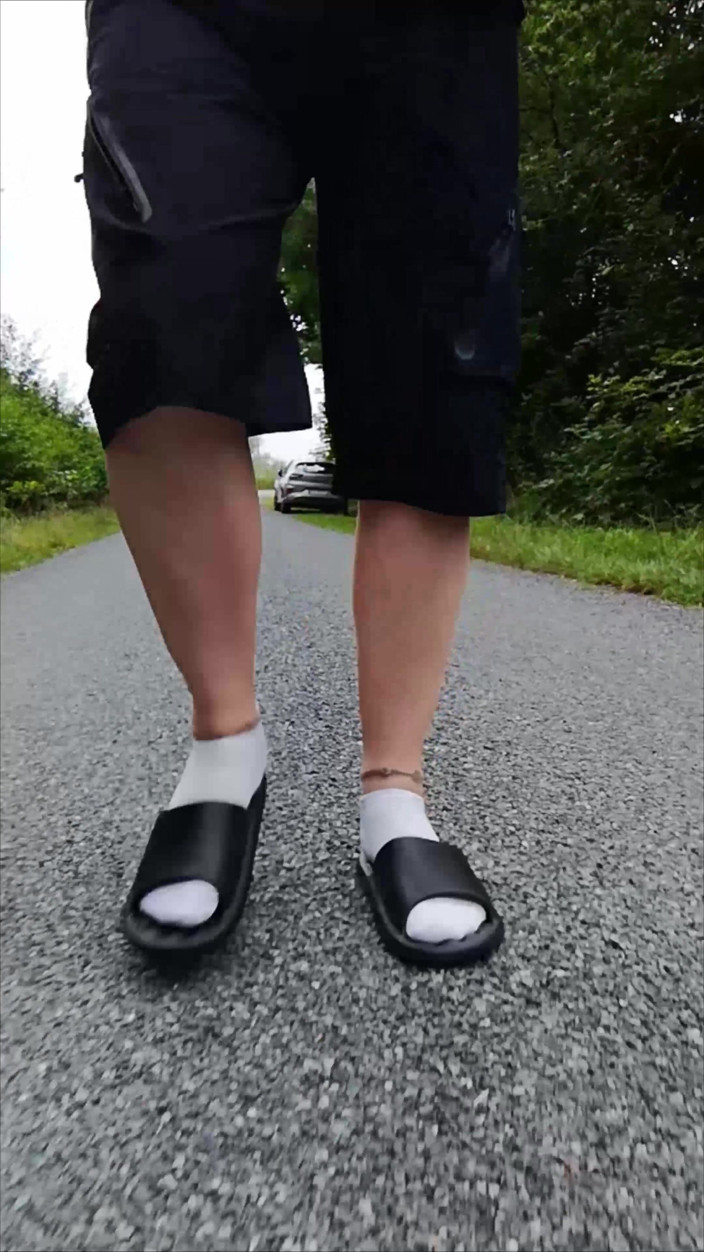 Carmen_Nylonjunge: In Slippers and White Socks in Nature