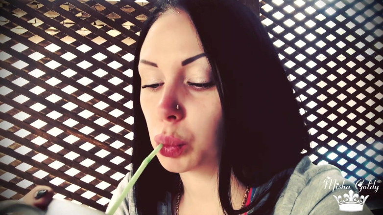 Goddess Misha Goldy: Blowing shisha smoke from itching nose and scratching it all...