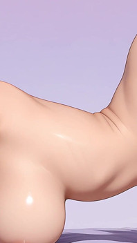 Muse, futa nue de luxe avec des cheveux lilas et une énorme bite dégoulinante