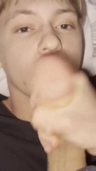 Invited home a sweet twink and fucked in the mouth cum on the face