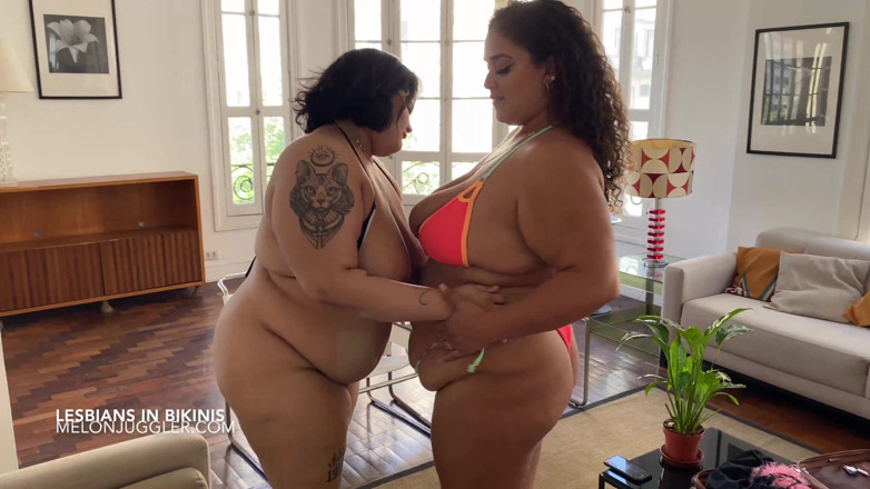 Busty BBW Latinas: Lesbische bbw-strandbabes beffen poesje
