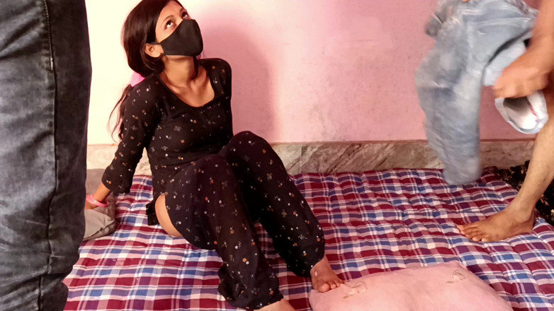 HousewifeGeeta: Teen Maid Fucked by Two Big Dick Friend in Threesome