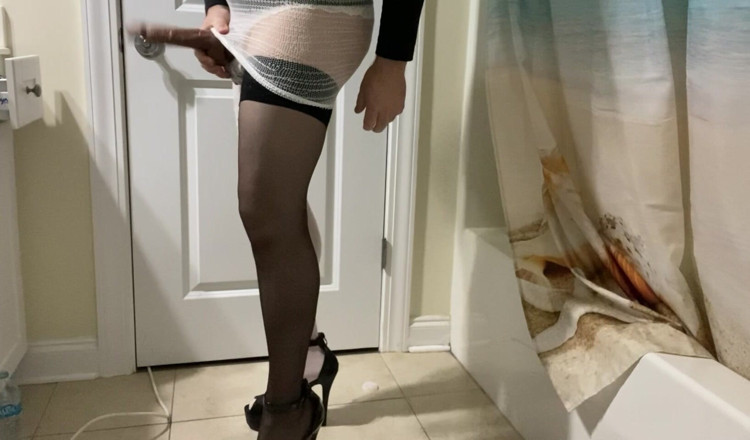 MadisonCD2025: Crossdresser Amateur Ask if You Like Black or White Stockings...