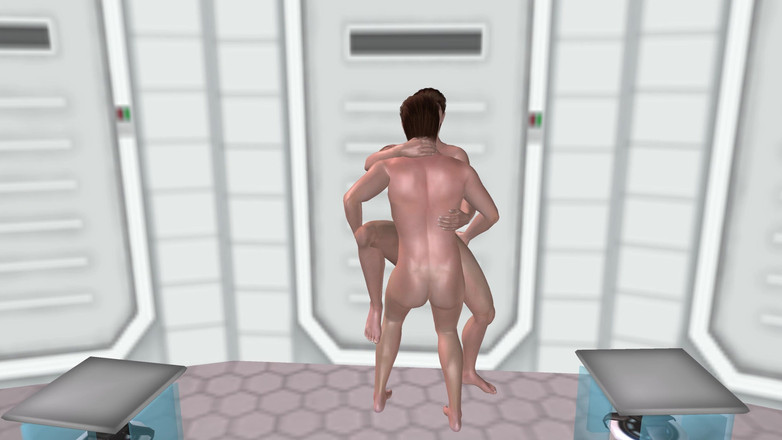 LustMen: Svalnatý hřebec šuká hung kamaráda ve stoje a pak u stolu šukání 3D...