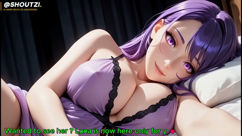 Shoutzi Anime Hentai3D Uncensored: Şımarık mavi iç çamaşırlı sürtük Luna, yeni harem kız, yatak odasında...