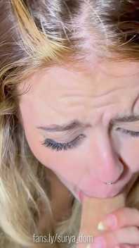 My Blonde Stepsister Gave Me a Sloppy Blowjob Before Bed