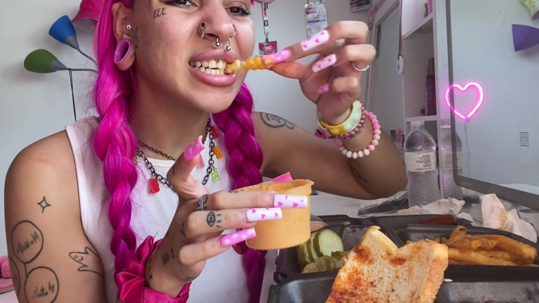 Nali Marie: Spicy Food Mukbang Overeating Facestuffing Petite Girl Eating Hot Food...
