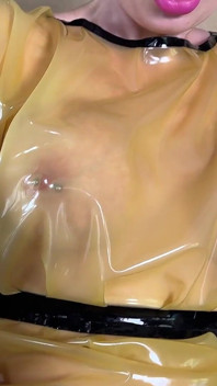 Latex Maid Masturbating at Work