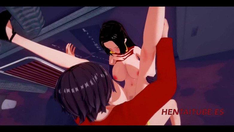 Yaoitube: One पीस हेनतई 3डी - Boa Hancock की Luffy द्वारा चुदाई की जाती है और वह उसकी चूत में वीर्य निकालता है। चूत में वीर्य बड़े स्तन